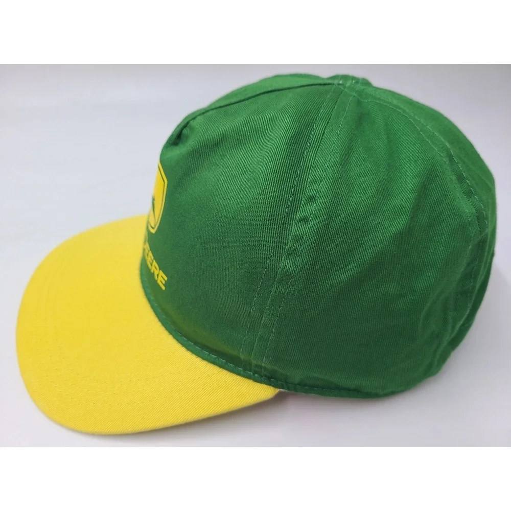 Vintage John Deere Snapback Hat Cap Cotton Farm Hunt Fish Men Women Green Yellow
